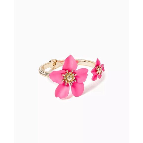 🌺 LILLY PULITZER Oversized Orchid Flower Roxie Pink Bracelet NEW WITH GIFT BAG - Picture 3 of 15
